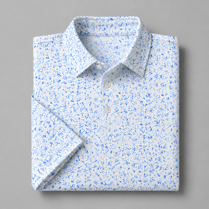 Men <b>White</b> Blue Printed Golf <b>Polo</b> Shirt Short Sleeve Quick Dry Breathable Stretch Sportswear Casual Golf Shirt Ready Stock - Product Image 5