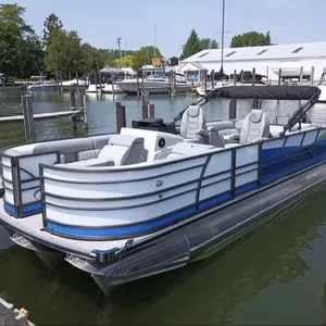 USA 27ft 29ft 30ft New design floating tube yacht Luxury sport customized Aluminum Pontoon Boat with trailer