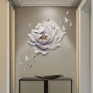 Licht Luxus Wohnzimmer Wanddekoration Anhänger Sofa Hintergrund Wand Shop Malerei moderne kreative Kunst Blumenrelief-Wand