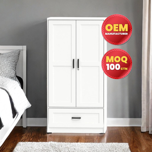 Meuble de chambre à coucher blanc moderne personnalisé OEM organisateur de penderie à panneaux de bois de haute qualité pour la maison ou l'hôtel fabriqué en Malaisie - Product Image 1