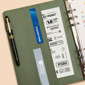 Custom Logo A5 Budget Binder with Cash Envelopes PU Leather Money Saving Planner with 100 Days Loose-<b>leaf</b> Binding for School Use - Product Image 5