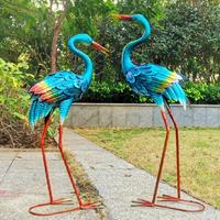 Statue d'heron en fer peinte à la main, élégante grue en métal, décoration de jardin, sculpture d'oiseau d'extérieur résistante à la rouille, nature