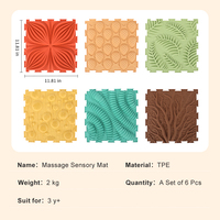 Tapis sensoriel pour enfants à texture naturelle - Tuiles d'acupression couleur terre pour la stimulation tactile et la motricité Montessori, lot de 6 pièces