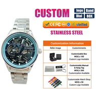 Montre pour homme à mouvement mécanique en acier inoxydable, résistante à l'eau, cadran analogique de 41,5 mm, fermoir pliant de 22 mm, marque personnalisée