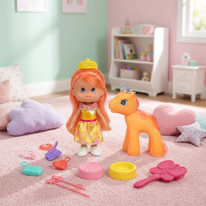 Custom Premium Princess Model Toy with Grooming <b>Brush</b> Accessories for Kids Birthday Party Favor - Product Image 1