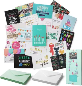 生日快乐卡片套装带信封的散装盒子，供学生儿童男女工作办公室彩色卡片 (4x 6英寸)