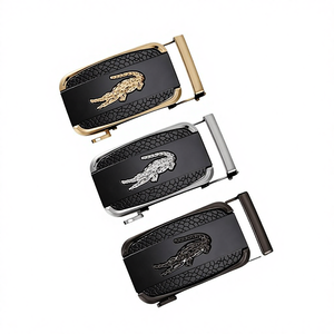 Cinturón Casual de Negocios de Dos Capas para Hombre, con Hebilla Automática de Aleación con Diseño de Cocodrilo, Longitud Personalizable, Patrón Geométrico, Simple, Moderno, Juvenil, Venta al Por Mayor - Product Image 4