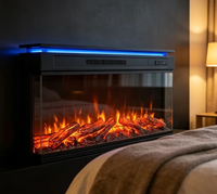 Cheminée électrique suspendue en acier de luxe, écologique, faible consommation, chauffage par feu, lumière ambiante LED multicolore, hôtel moderne