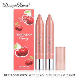 Crayon Style Lipstick 2PCS Set One Stroke Coloring Smooth Application Moisturizing Shiny Lip Gloss Lip <strong>Liner</strong> - Product Image 5