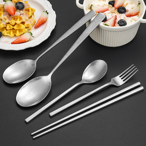 Juego de Cubiertos de Acero Inoxidable 304 Pei Jiale, Cuchara, Tenedor y Palillos con Mango Cuadrado y Grueso, Utensilios de Servicio para el Hogar y Hoteles - Product Image 3