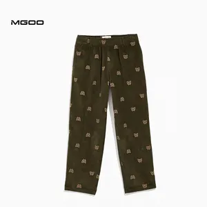 MGOO Personnalisé partout brodé En Velours Côtelé pantalon ceinture Élastique Papillon pantalon