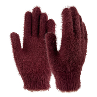 Kunden spezifische Winter warm halten Plüsch handschuhe Elastizität Weiche Fäustlinge Imitation Nerz Fell Gestrickt Mädchen Mode Touchscreen Handschuhe, rot