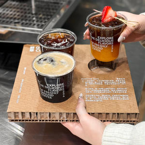 Có thể tái chế thuận tiện cốc thủy tinh uống Ice takeout milktea PET 500ml ly nhựa có nắp đậy - Product Image 1