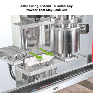 Machine de remplissage automatique à double tête à vis sans fin avec convoyeur et couvercle de protection pour poudres alimentaires, épices et lait en poudre - Product Image 4