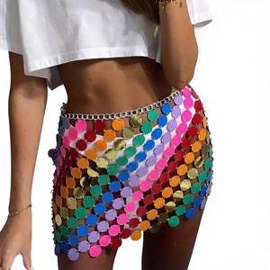 Venta Directa de Fábrica, Estilo Punk Europeo/Americano, Falda Sexy con Lentejuelas y Cintura Impero para un Look Urbano - Product Image 1
