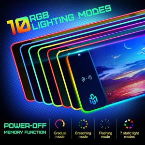 Không dây sạc RGB Chuột chơi game Pad 10W LED Chuột Mat tùy chỉnh Non-Slip máy tính Bàn phím Thảm chơi game PC máy tính xách tay bàn - Product Image 4