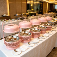Chauffe-Plats de Luxe Rose en Acier Inoxydable de Haute Qualité pour Buffet, Réchaud de Présentation Chauffant à l'Alcool, Capacité 8L