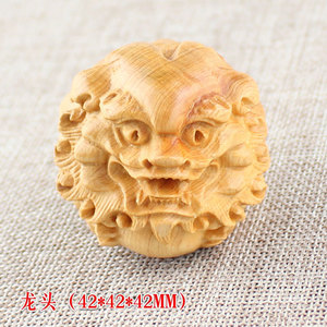 Hand Carved Dragon <b>Head</b> Wood Ornament 42x42x42mm Chinese <b>Style</b> Home Decor Gift - Product Image 1