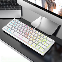 Clavier mécanique de jeu 61 touches, rétroéclairage RGB, touches programmables, câble Type-C détachable, design mini, interrupteurs rouges