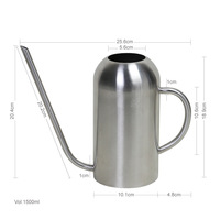 Arrosoir en acier inoxydable à long bec D6193, capacité 1,5 L, débit d'eau réglable, pour balcon et entretien des plantes domestiques