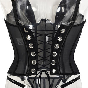 New Style Body Shaping See-through Mesh Corset Top Lingerie Set Sexy Backless Bondage Bra and Thong Set - Product Image 6