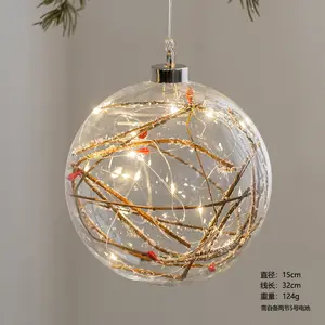 Venta al por mayor personalizado 8cm adornos colgantes decorativos claro dorado lujo Navidad bolas de cristal y estrellas