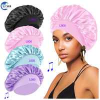 Gorro de Satén Personalizado al por Mayor para Mujer, Gorro para Dormir, Banda Ancha Ajustable, Suave, para Cabello Rizado, Playa, Deportes al Aire Libre, con Logotipo