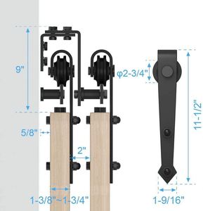 WEKIS Quincaillerie de porte coulissante double à battants en acier robuste noir avec finition satinée thermolaquée, fournie par l'usine - Product Image 3
