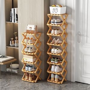 Zapatero plegable de madera, organizador de almacenamiento expandible de varios niveles para la entrada, dormitorio, diseño que ahorra espacio - Product Image 1