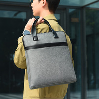 Porte-documents d'affaires en cuir véritable personnalisé, fermeture à glissière, logo imprimé, sac souple imperméable pour ordinateur et documents