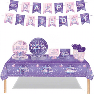 Wholesale KPOP Demon Hunter Girl Group Theme <strong>Party</strong> Supplies Set <strong>Purple</strong> Dark Adventure Birthday <strong>Decoration</strong> - Product Image 1