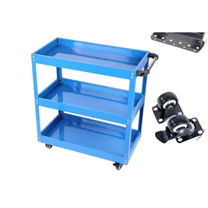 Chariot à outils en métal à quatre roues double face rouge/bleu, chariot en acier à 3 étagères, roulettes, 6,9 kg, léger, OEM pour le stockage en garage de bricolage - Product Image 5