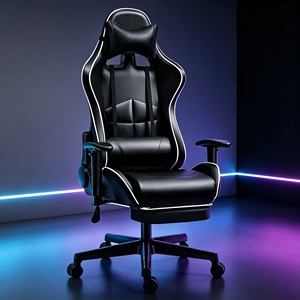 Chaise de jeu robuste <span class=keywords><strong>à</strong></span> dossier haut en cuir PU, pivotante <span class=keywords><strong>à</strong></span> 360 degrés, avec base en métal et repose-pieds pour adultes corpulents - Product Image 3