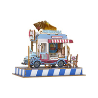 Kit de puzzle 3D en bois Camion de crème glacée avec chaise pliante, modèle diorama pour enfants, adolescents, collectionneurs, décoration intérieure, cadeau