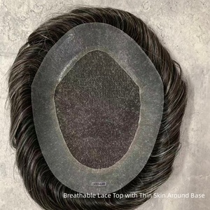 H328 Toupet pour hommes, système capillaire de remplacement, pièce de cheveux humains en dentelle avec base en polyuréthane transparente, activités de plein air et usage quotidien - Product Image 2
