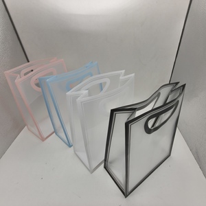 Thickened PP Plastic Gift <b>Bag</b> <b>Transparent</b> Frosted Handbag PP Plastic Frosted <b>Transparent</b> Tote Shopping <b>Bags</b> Square Bottom <b>Bag</b> - Product Image 1