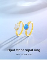 Bague en argent sterling 925 style rétro avec opale, très tendance pour femmes