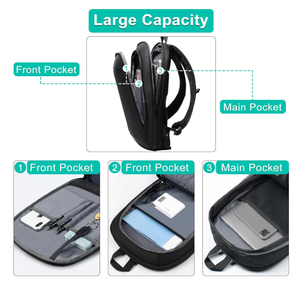 पुरुषों का बिजनेस बैकपैक स्लिम एक्सपेंड वाटरप्रूफ ट्रैवल लैपटॉप बैग यूएसबी चार्जर पोर्ट बड़े काम कंप्यूटर बैग कॉलेज लैपटॉप - Product Image 3