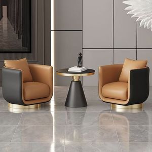 Sillón Giratorio Individual Moderno para Recepción, Sofá para Vestíbulo de Hotel, Salón de Belleza, Sala de Estar, Negociaciones, Cuero Duradero - Product Image 2