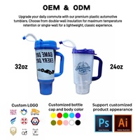 Gobelet de voyage universel 24oz 32oz en PP double paroi, incassable, sans BPA, de qualité alimentaire, avec poignée et paille, sûr pour la santé
