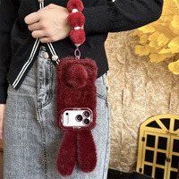 Nouvelle Coque de Téléphone Adorable en Peluche avec Oreilles de Lapin et Queue, pour iPhone 18 17 Pro Max 16 15 14, avec Dragonne Pompon et Housse de Protection