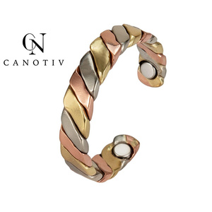 Perhiasan Bio energi Kesehatan Pria, cincin jari tembaga murni manset terbuka dapat disesuaikan untuk nyeri Arthritis - Product Image 4