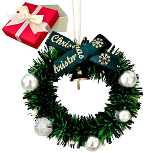 Décoration de Noël suspendue : Clochette de Noël, Nœud de Noël, Couronne de Noël à suspendre au bouton de porte avec pomme de pin de Noël - Product Image 1
