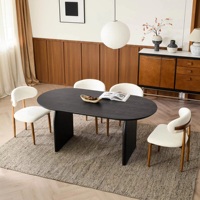 ATUNUS Moderner Minimalistischer Stil Mehrschichtige Massivholzplatte Ovaler Massivholztisch Möbel für Wohnzimmernutzung