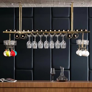 Porte-verres à vin moderne et léger <span class=keywords><strong>de</strong></span> luxe en acier inoxydable Porte-verres à vin <span class=keywords><strong>suspendu</strong></span> <span class=keywords><strong>Étagère</strong></span> <span class=keywords><strong>de</strong></span> rangement pour le vin rouge - Product Image 2