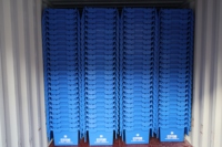 Caisse logistique en plastique bleu JOIN avec couvercle rabattable intégré, empilable et emboîtable, pour entrepôt ASRS