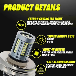 Đèn Pha LED Xe Máy P45T R2 84SMD Chùm Sáng Cao/Thấp Cho Xe Tay Ga Xe Máy Màu Trắng 6000K 9-80V - Product Image 4