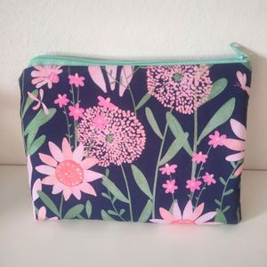 Bolsas de Cosméticos de Algodón Ecológicas con Estampado Personalizado, Accesorio de Viaje para Chicas, Diseño Floral Plano, Estilo Boho, con Cierre, Reciclables, para Almacenamiento - Product Image 1
