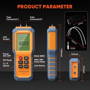 Manomètre numérique portable double port pour la détection de gaz naturel dans les conduites et la ventilation (CVC) - Product Image 4