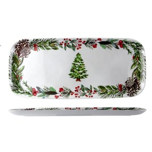 Serie <span class=keywords><strong>de</strong></span> árboles <span class=keywords><strong>de</strong></span> Navidad <span class=keywords><strong>de</strong></span> 15x6,6 pulgadas, bandeja <span class=keywords><strong>de</strong></span> servicio poco profunda <span class=keywords><strong>de</strong></span> <span class=keywords><strong>loza</strong></span> fina para ensalada, Pasta, fruta, microondas, Apto para lavavajillas - Product Image 1